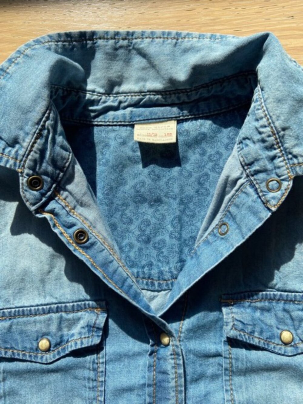 Zara Girl, size: 11-12 years old, stone washed light denim western shirt